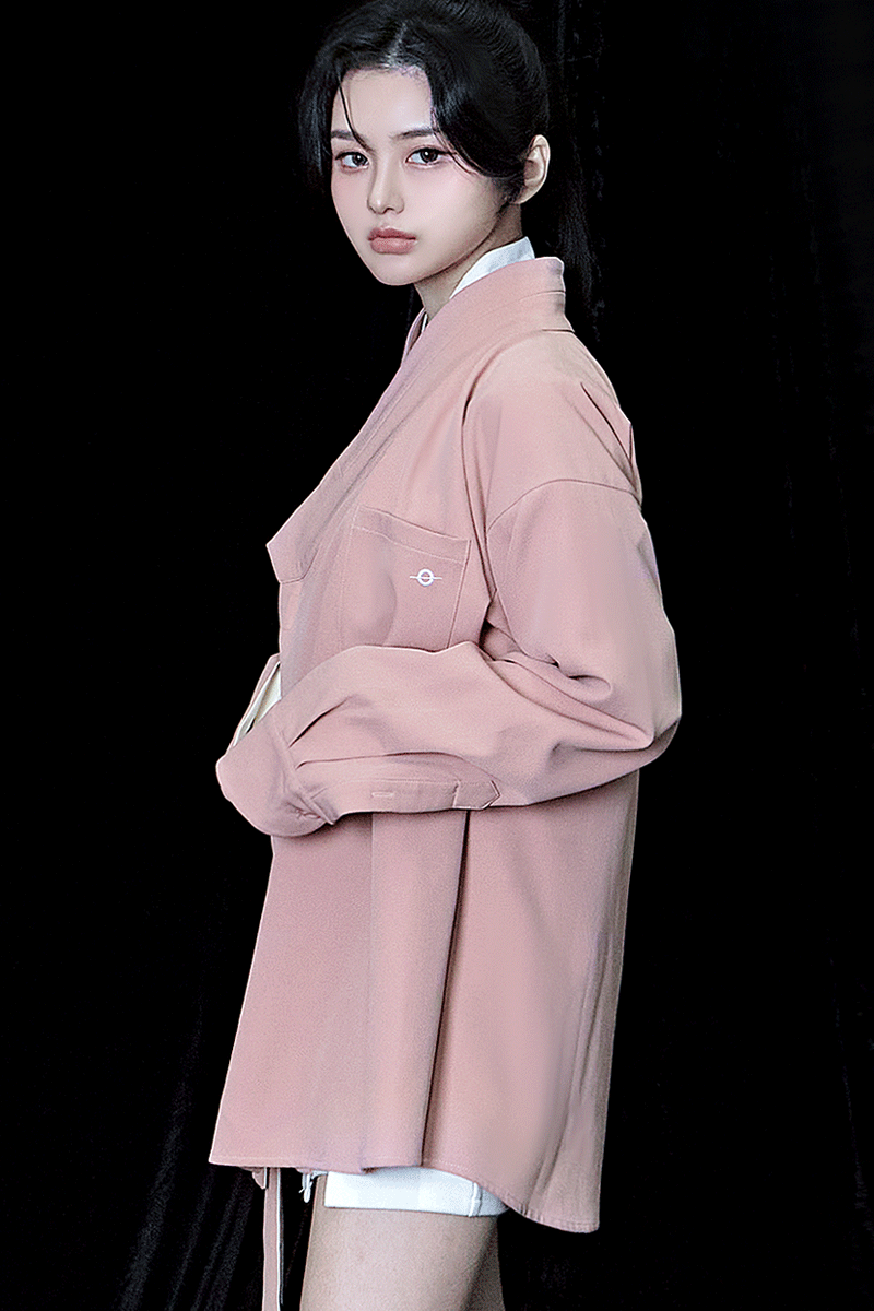 TM3 극한 오버핏 저고리 셔츠 남여공용 핑크